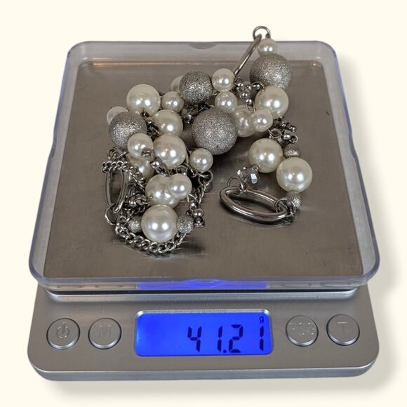 NY Collection Long Faux Pearl & Crystal Accent Necklace - Picture 4 of 5